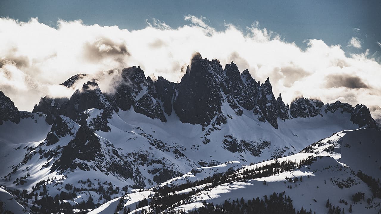 Take a selfie in front of the Minarets at Mammoth Mountain