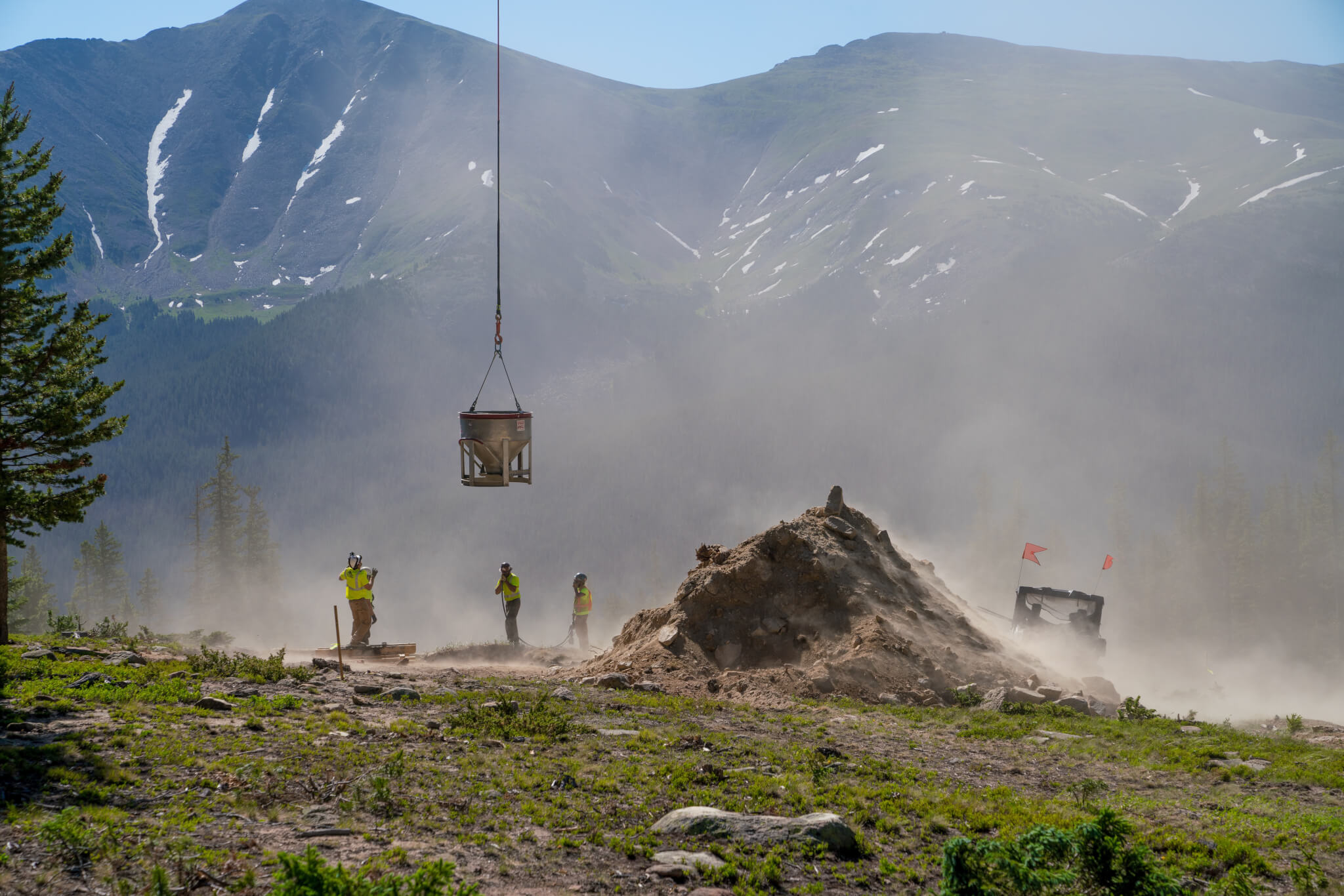 Cement pour for new high speed chairlift at Winter Park Resort