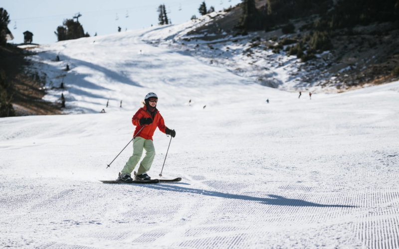 Skiers enjoying opening day at Mammoth Mountain for the 19/20 season