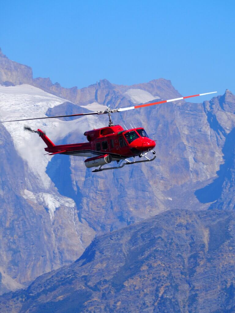 Helicopter being flown by Nadia.