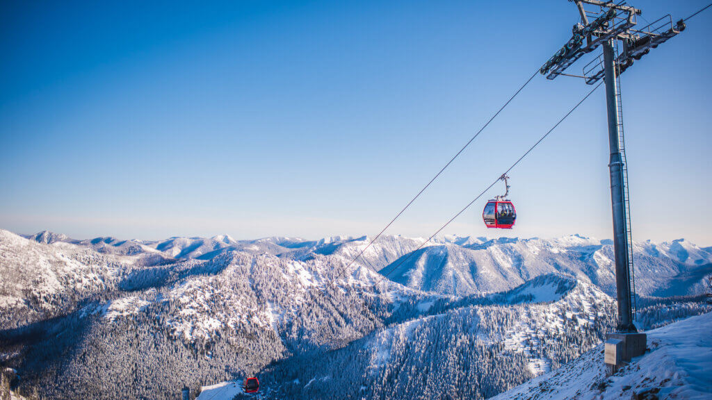 Scenic image of a gondola operating at Crystal Mountain.