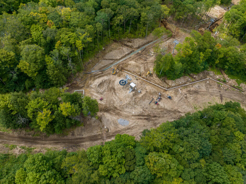 Aerial view of lift construction at Loon.