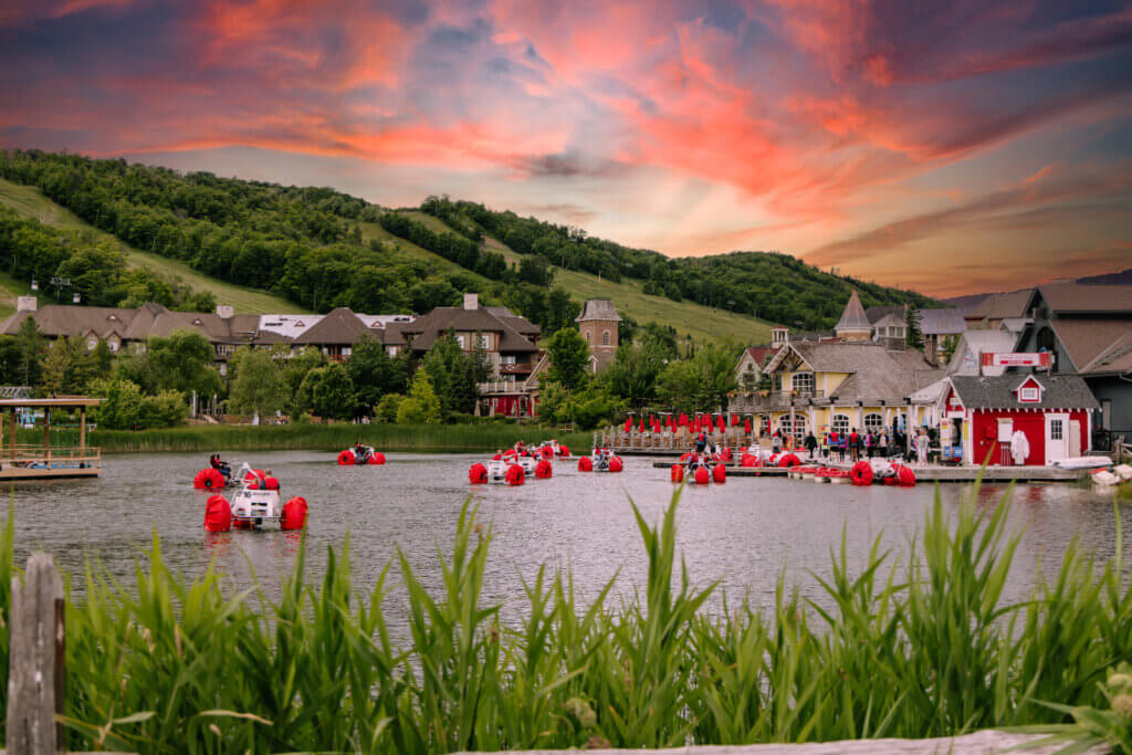 Aqua trike's in the lake at Blue Mountain Resort.