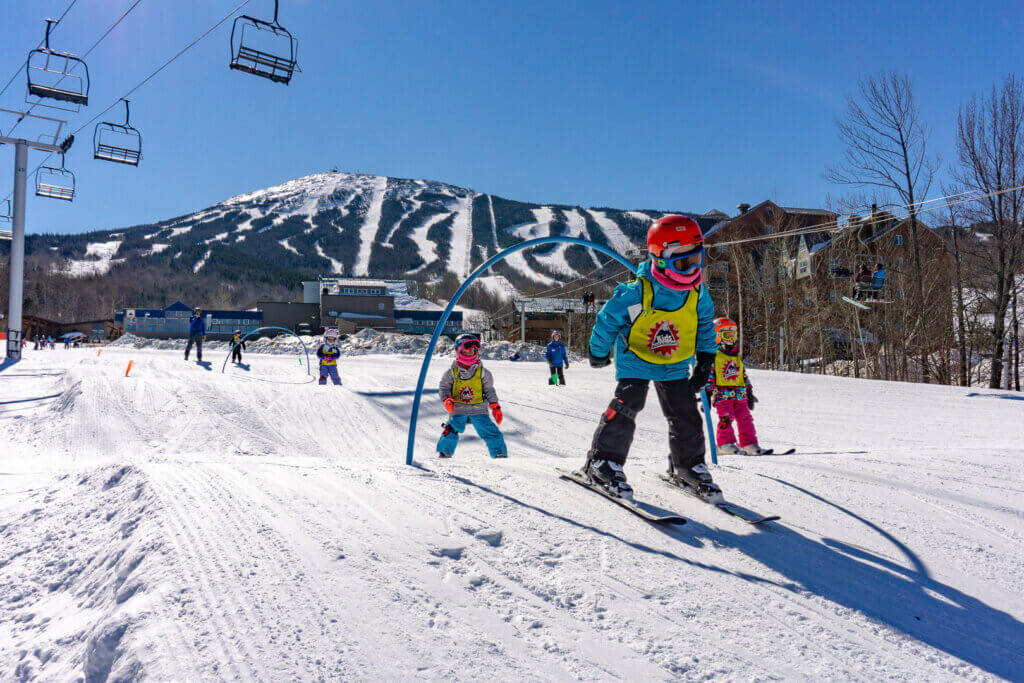 Group of children in ski school.