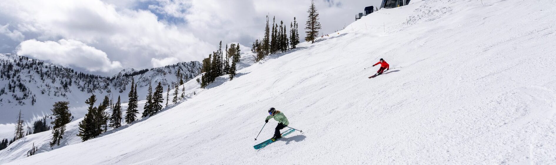 two skiers in action at Solitude.
