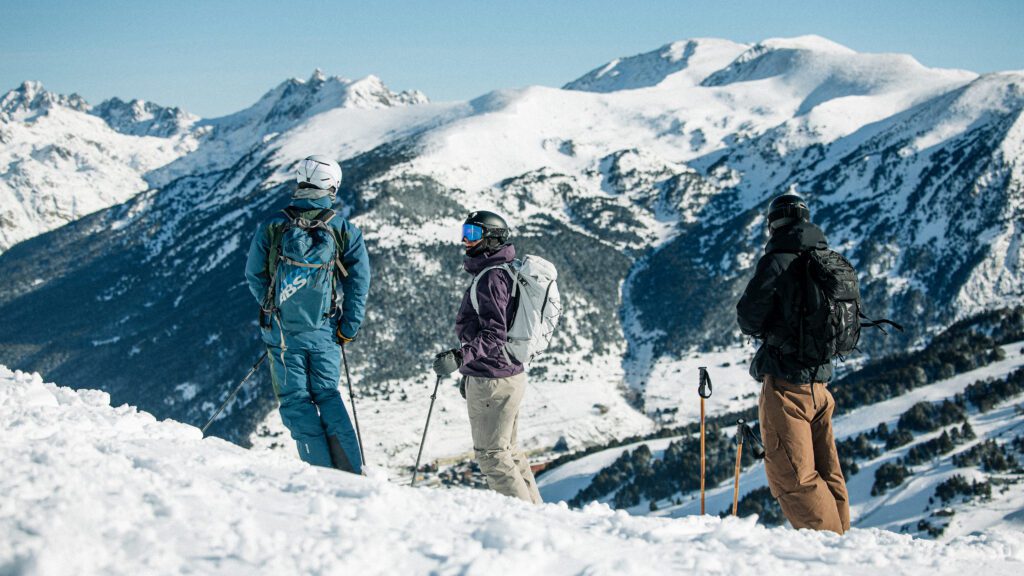Friends at the top of a run at Grandvalira