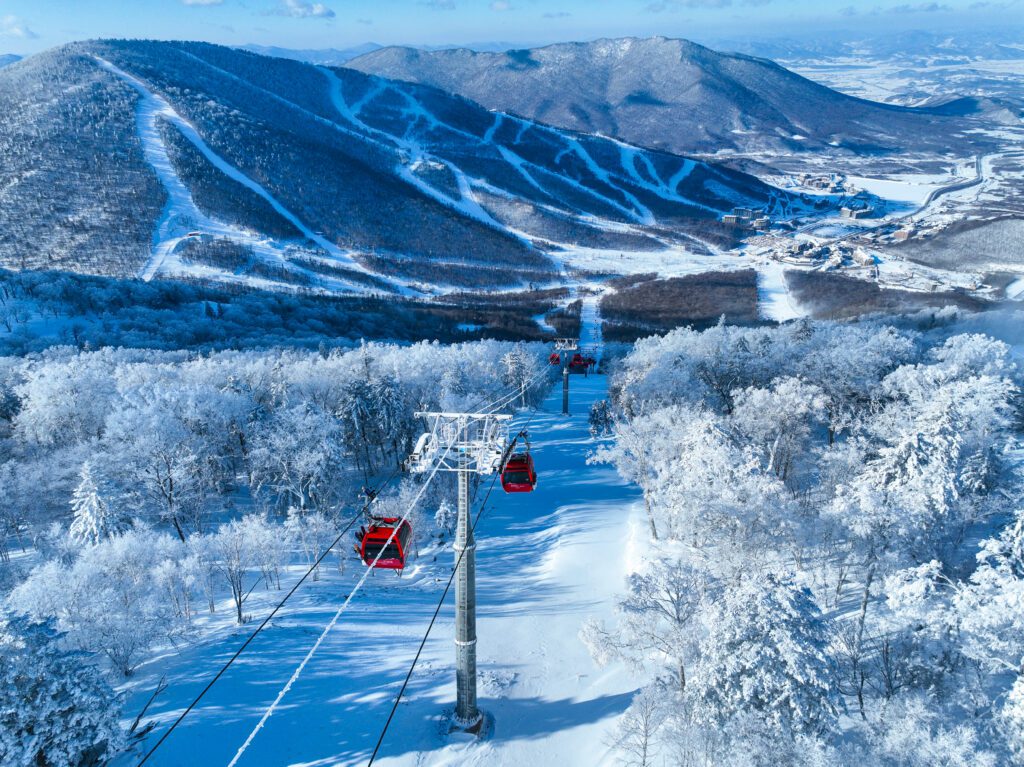 Aerial view of lifts at Beidahu Ski Resort