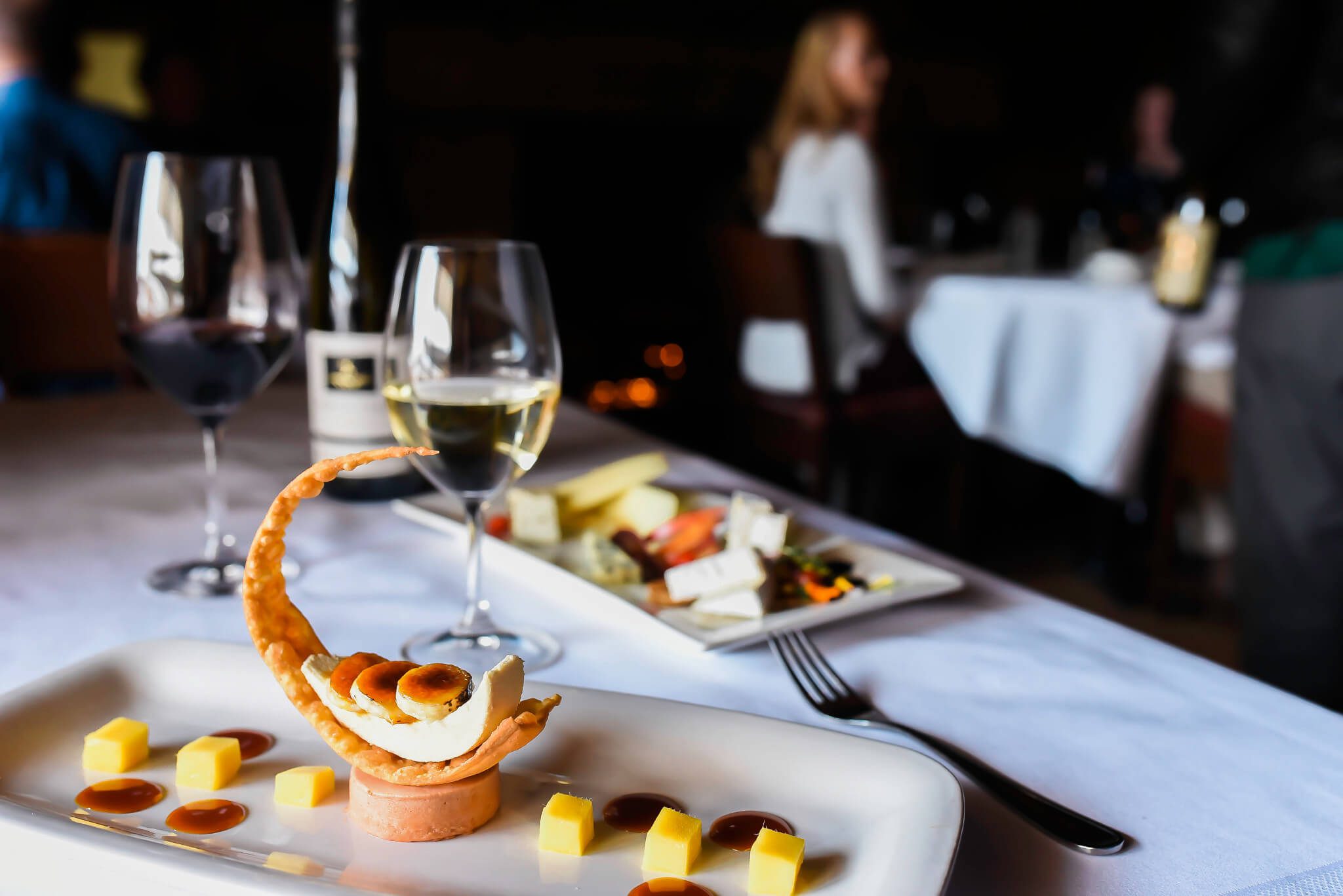 Fancy plate of food prepared at Mariposa restaurant in Deer Valley.